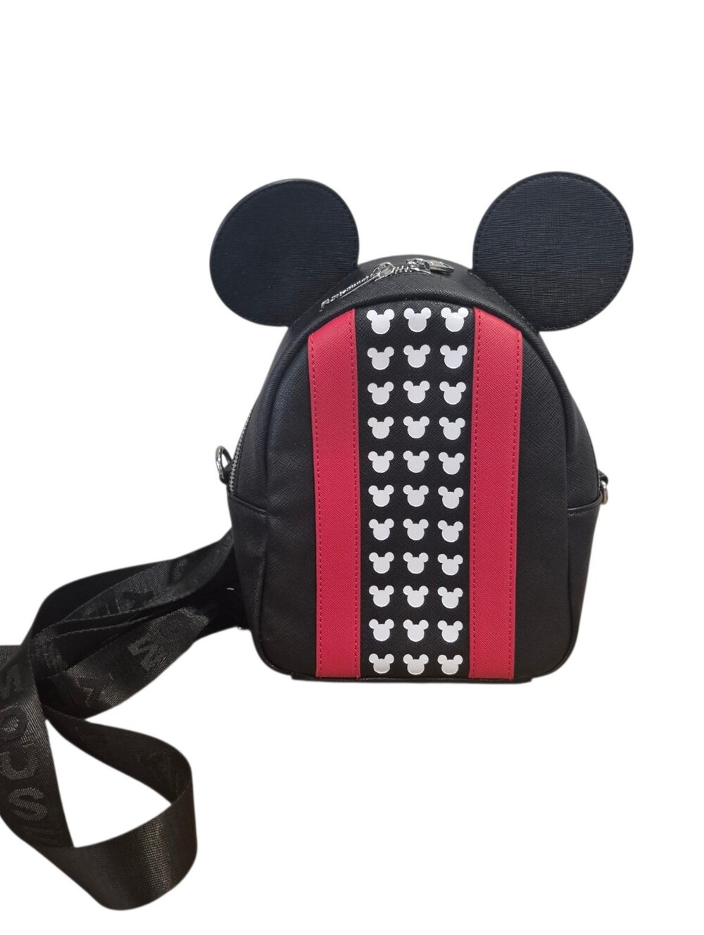 Loungefly Disney Convertible Backpack Bag Purse Black Mickey Ears Black Red